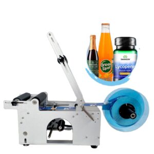 Semi automatic round wine bottle PET bottles paper sticker labeling machine,semi-automatic round bottle labeling machine